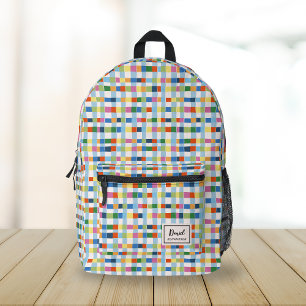 Sac À Dos Imprimé Coloré Abstrait À damiers Motif Monogramme