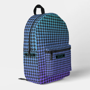 Sac À Dos Imprimé Coloré Houndstooth-Bleu à Violet Dégradé-