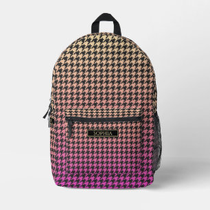 Sac À Dos Imprimé Coloré Houndstooth-rose à Jaune Gradient-