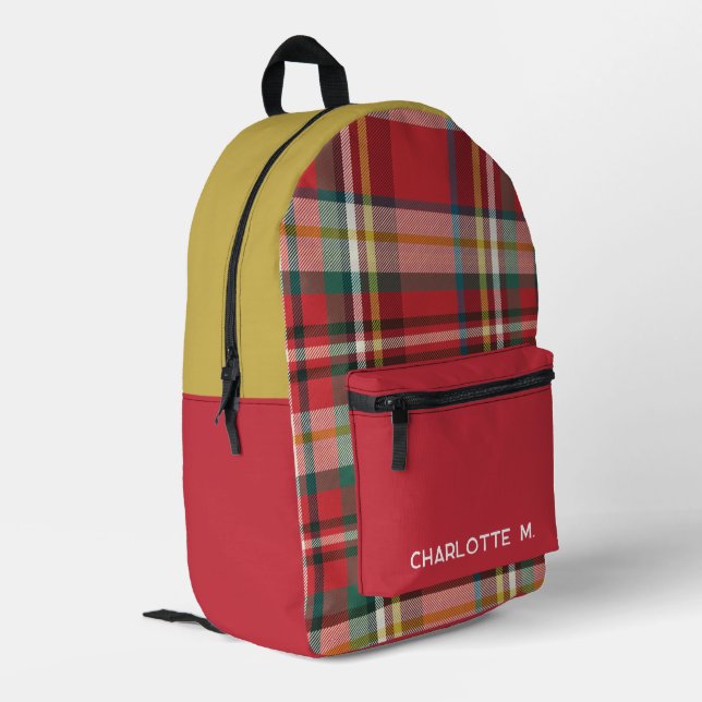 Sac À Dos Imprimé Coloré Plaid Rustique Personnalisé (Coin arrière gauche)