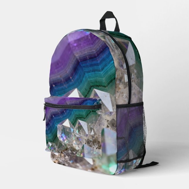 Sac À Dos Imprimé Conception de cristal vibrant de fusion de quartz  (Coin arrière droit)