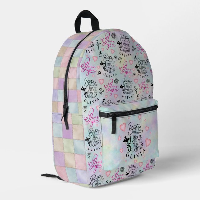 Sac À Dos Imprimé Conception de fête d'anniversaire de fille Couleur (Coin arrière gauche)