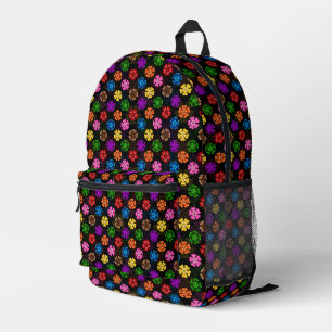 Sac À Dos Imprimé Conception de fleurs arc-en-ciel rétro colorées No