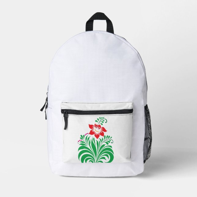 Sac À Dos Imprimé Conception de fleurs florales ornementales – Éléga (Recto)