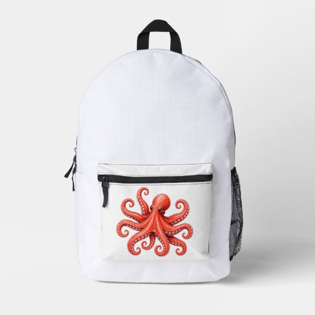 Sac À Dos Imprimé Conception de la vie marine de l'océan pieuvre (Recto)