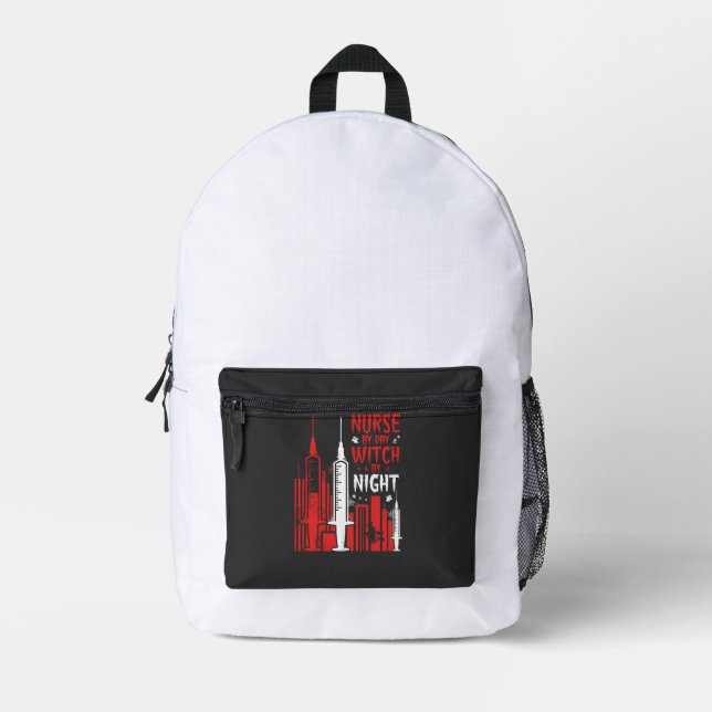 Sac À Dos Imprimé Conception de ligne d'horizon Halloween de sorcièr (Recto)