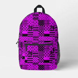 Sac À Dos Imprimé Conception de Patchwork Motifs mélangés violet noi