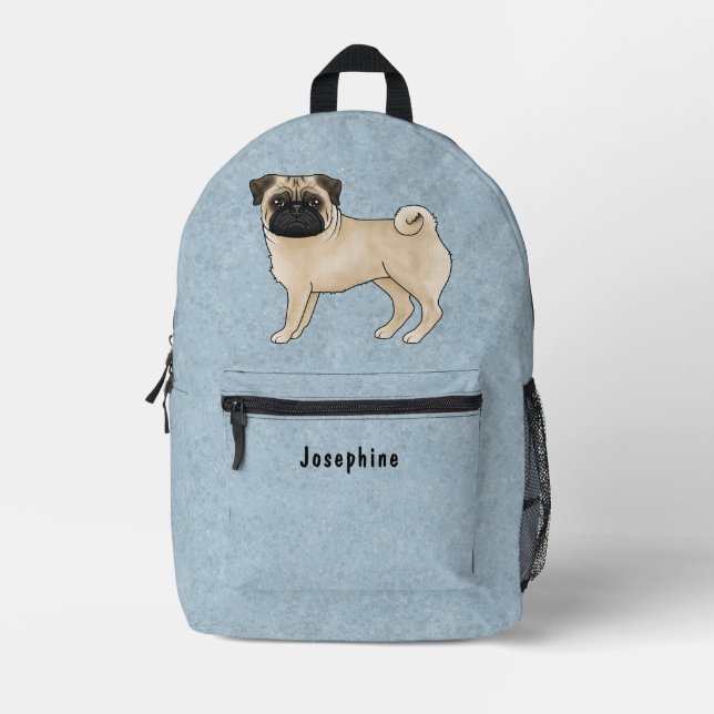 Sac À Dos Imprimé Conception de race de chien Mops Carlin Fauve avec (Recto)