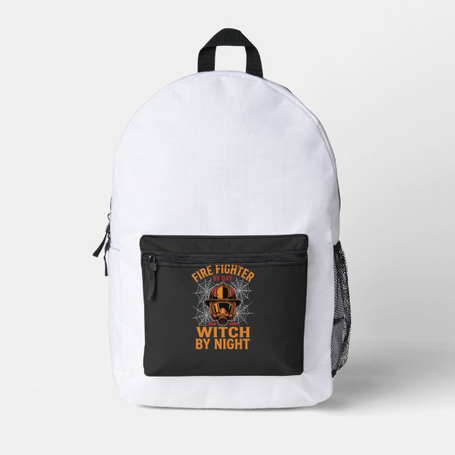 Sac À Dos Imprimé Conception de sorcière de Halloween de pompier (Recto)