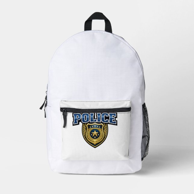 Sac À Dos Imprimé Conception de texte gras Badge de police (Recto)