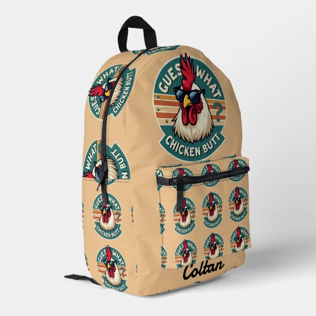 Sac À Dos Imprimé Conception drôle de blague de poulet rétro (Coin arrière gauche)