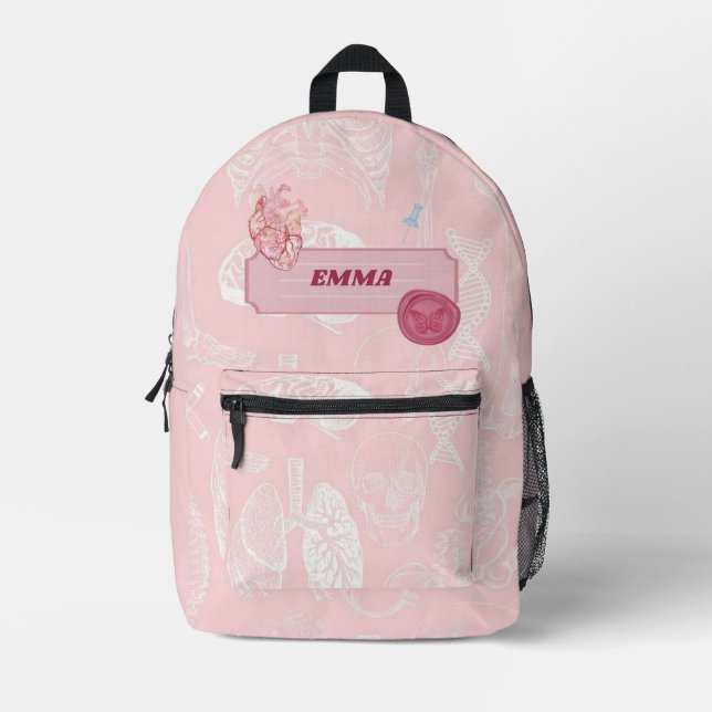 Sac À Dos Imprimé Conception esthétique d'anatomie rose pour étudian (Recto)