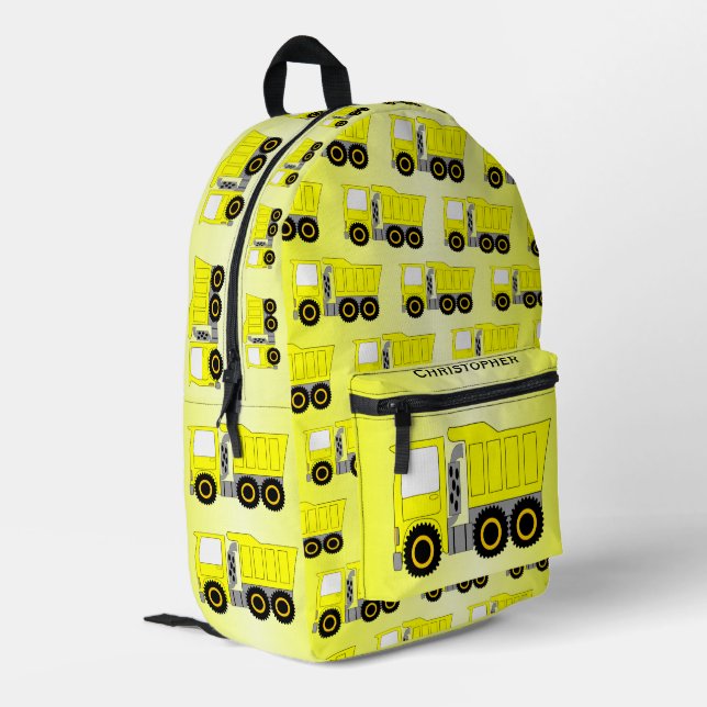 Sac À Dos Imprimé Conception personnalisée de camion jaune (Coin arrière gauche)