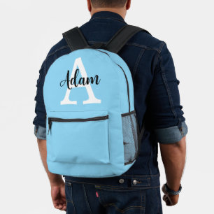 Sac À Dos Imprimé Conception personnalisée de nom de monogramme bleu