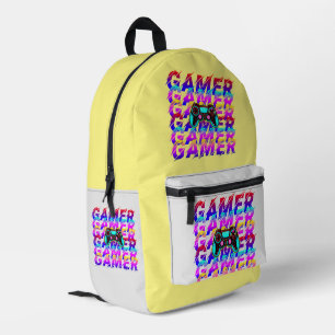Sac À Dos Imprimé Contrôleur d'ordinateur Typographie de gamer texte