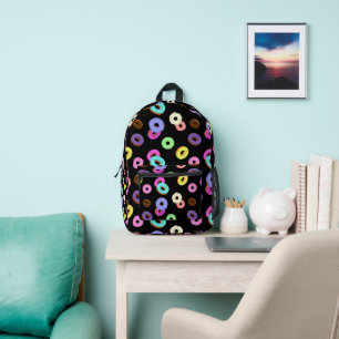 Sac À Dos Imprimé Cool amusant beignets colorés motif noir