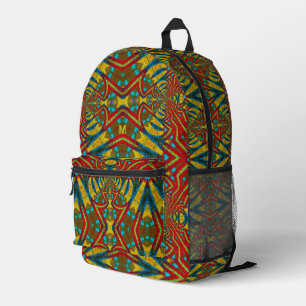 Sac À Dos Imprimé Cool Coloré Jaune Rouge Bleu Vintage Ajouter Monog