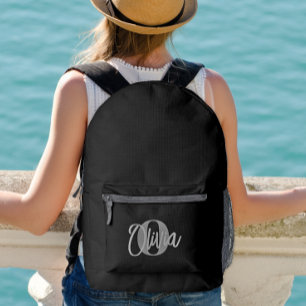 Sac À Dos Imprimé Cool Monochrome noir gris moderne Monogramme