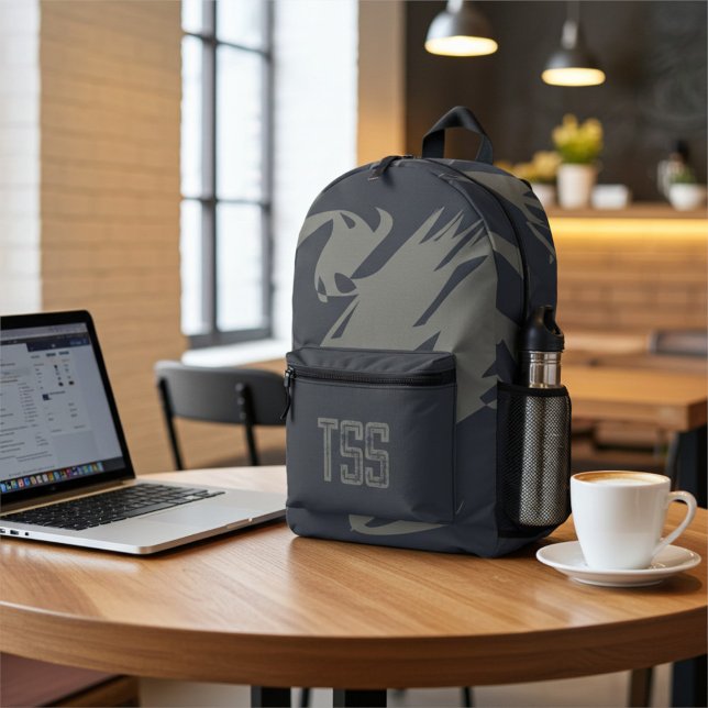 Sac À Dos Imprimé Cool monogramme Abstrait Gris de gravier (Créateur téléchargé)