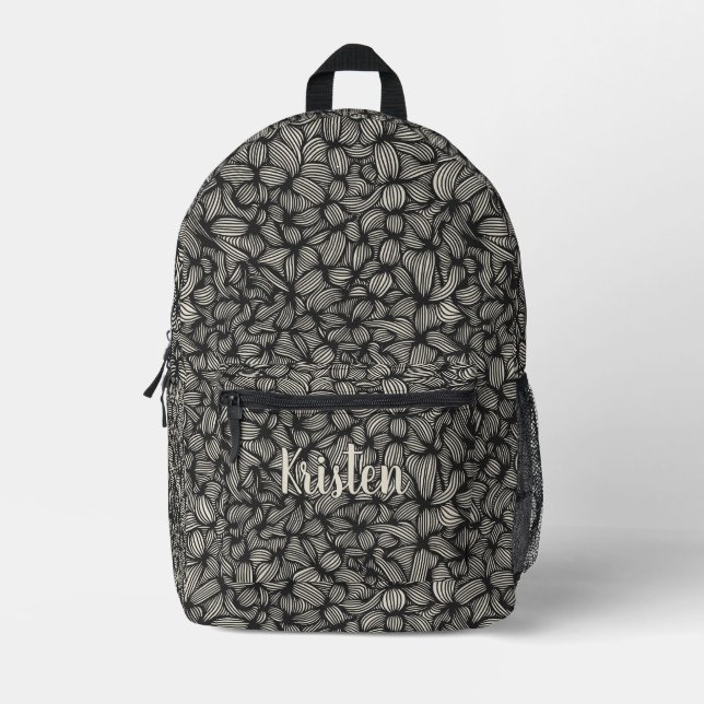 Sac À Dos Imprimé Cool noir de charbon noir Nom (Recto)