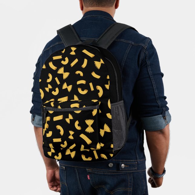 Sac À Dos Imprimé Cool plaisir pâtes macaroni motif sur noir (Insitu (Modèle))