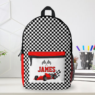 Sac À Dos Imprimé Cool Race Car Boy Nom personnalisé Personnalisé