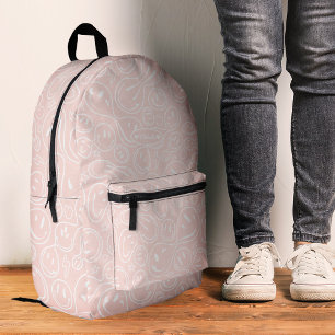 Sac À Dos Imprimé Cool Sourire Visage rose Fille élégant