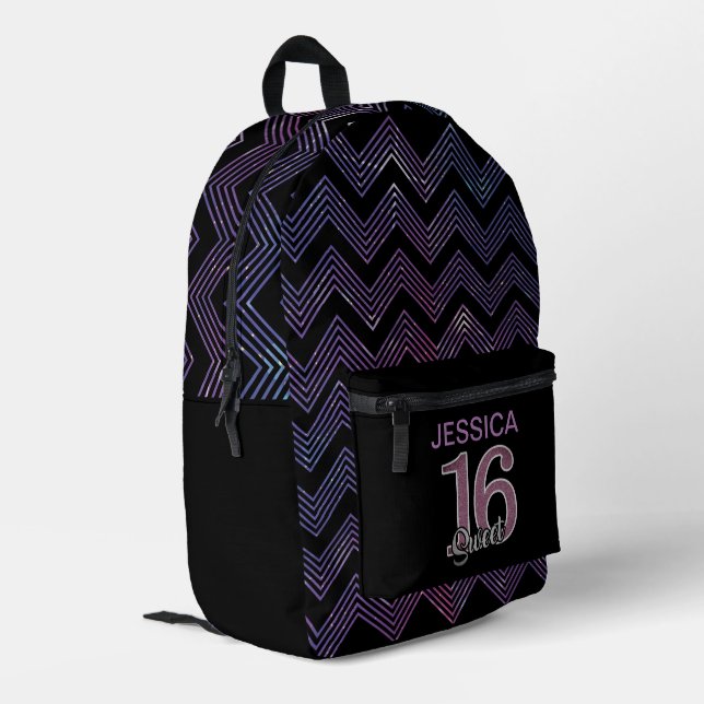 Sac À Dos Imprimé Cool Sweet 16 avec Motif ZigZag violet (Coin arrière gauche)