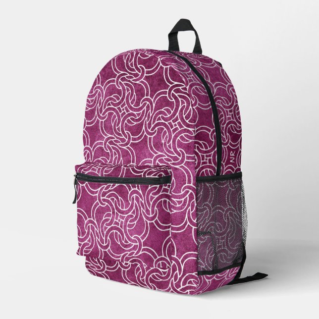 Sac À Dos Imprimé Cool violet rose celtique noeud moderne Monogramme (Coin arrière droit)