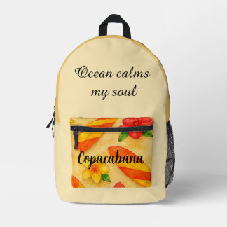 Sac À Dos Imprimé Copacabana Beach Watercolor Floral Tropical