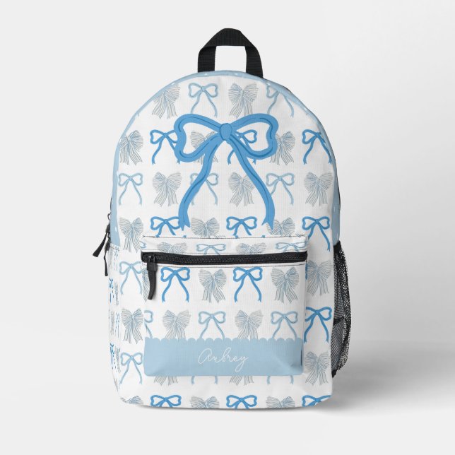Sac À Dos Imprimé Coquette Blue Bow/Ribbon Motif (Recto)
