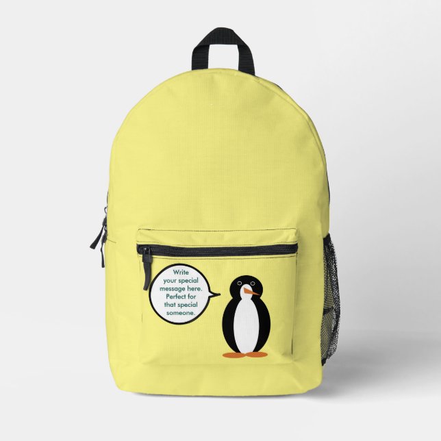 Sac À Dos Imprimé Costume d'anniversaire avec Mme Penguin Personnali (Recto)