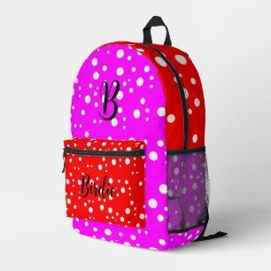 Sac À Dos Imprimé Couleur Rouge Clair et Rose Chaud (Nom de la Lettr