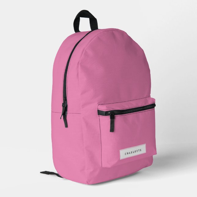 Sac À Dos Imprimé Couleur solide rose minimal moderne Nom personnali (Coin arrière gauche)