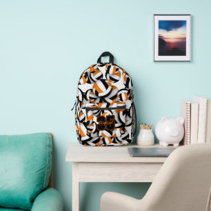 Sac À Dos Imprimé couleurs de l'équipe de volley-ball orange noir à 
