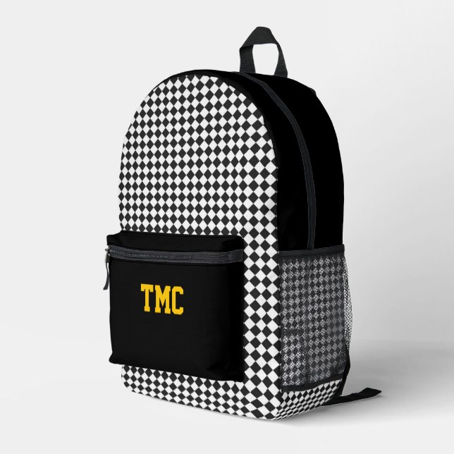Sac À Dos Imprimé Couleurs d'équipe scolaire INITIALES Checkerboard  (Coin arrière droit)