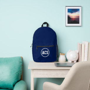 Sac À Dos Imprimé Couleurs et lettres de l'école bleu marine et blan