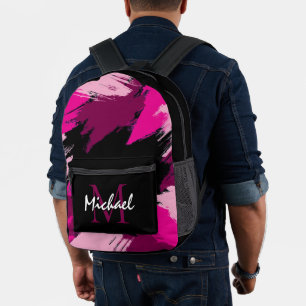 Sac À Dos Imprimé Coups de pinceau nuances de rose chaud nom avec mo