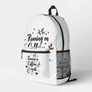 Sac À Dos Imprimé Courir sur la caféine et Regret Citation esthétiqu