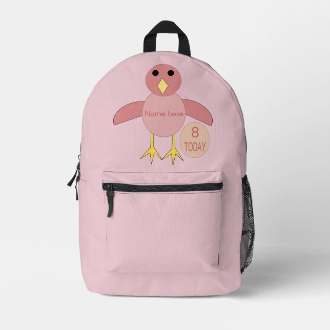 Sac À Dos Imprimé Coutume Rose Anniversaire Fille Chick (Recto)