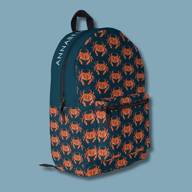 Sac À Dos Imprimé Crabes Motif balnéaire (Brown crab coastal crustacean personalized backpack)