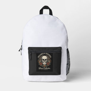 Sac À Dos Imprimé Crâne de Halloween Fleur Bone Collector Design_1