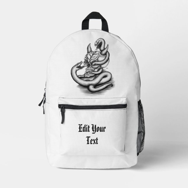 Sac À Dos Imprimé Crâne - Tête diabolique avec serpent (Recto)