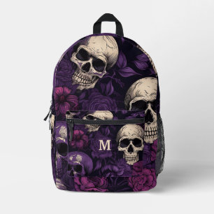 Sac À Dos Imprimé Crânes violet noir floral