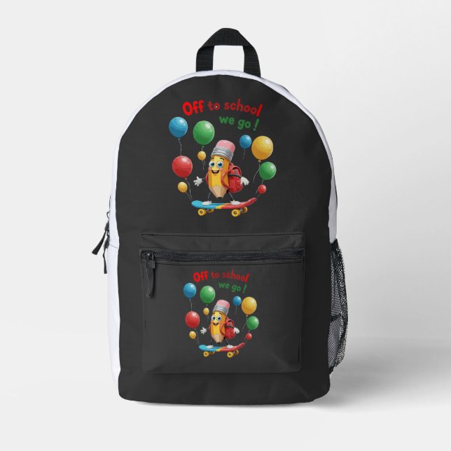 Sac À Dos Imprimé Crayon Mignon sur Skateboard | Amusant Retour à l' (Recto)