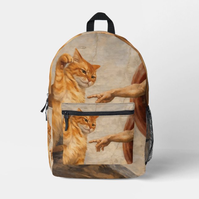 Sac À Dos Imprimé Création d'Adam avec le chat Sarca, une œuvre d'ar (Recto)
