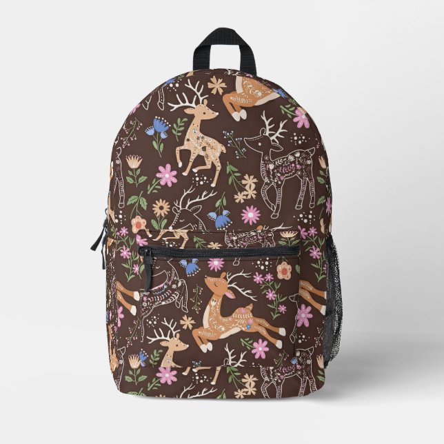 Sac À Dos Imprimé Créatures fantaisistes brunes et dorées de la forê (Recto)