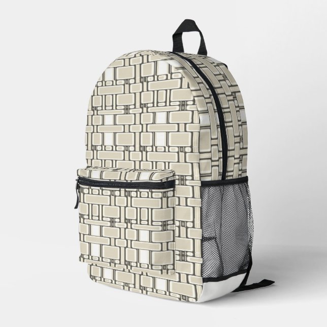 Sac À Dos Imprimé Crème neutre Motif rectangle (Coin arrière droit)