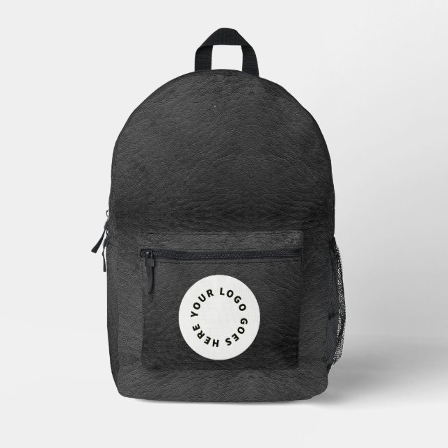 Sac À Dos Imprimé Cuir noir Faux avec logo (Recto)