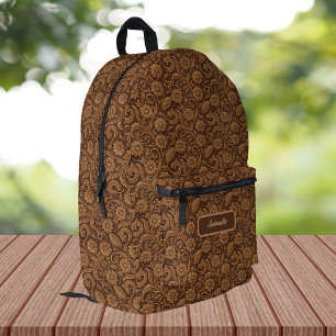 Sac À Dos Imprimé Cuir synthétique vintage avec motif floral façonné